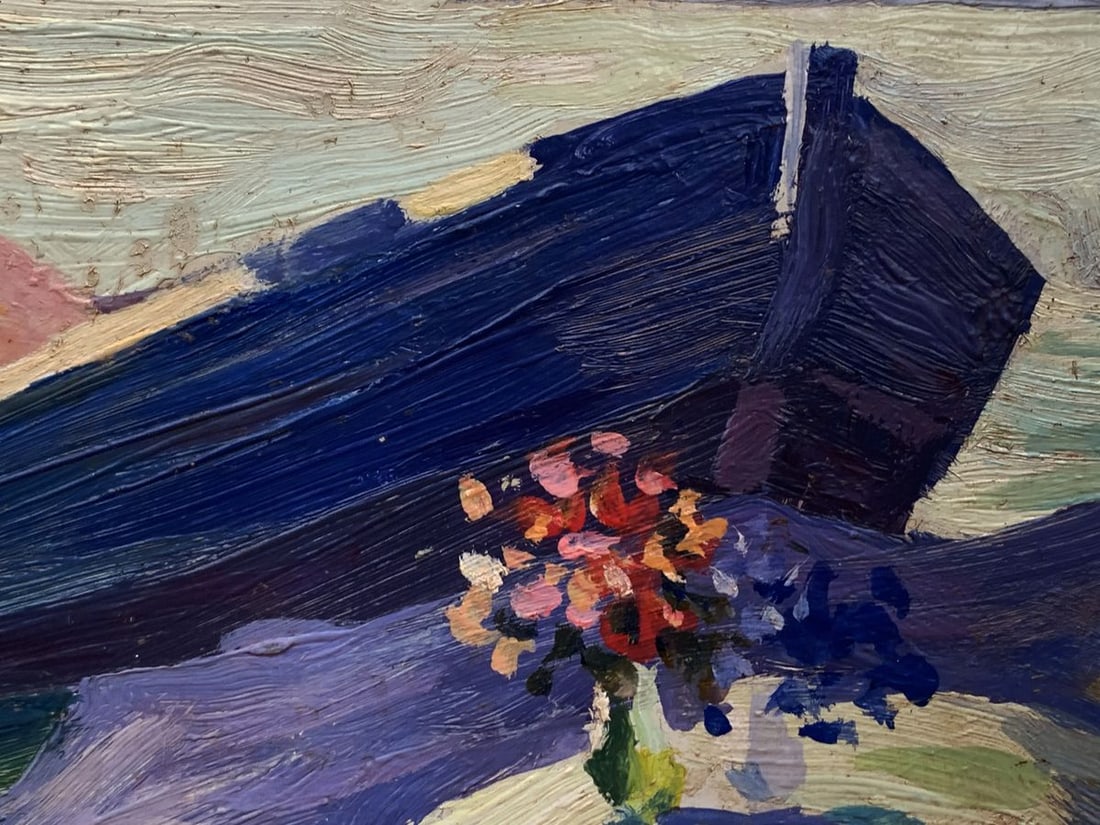 Oil painting Girl in a boat near the shore Unknown artist - 7