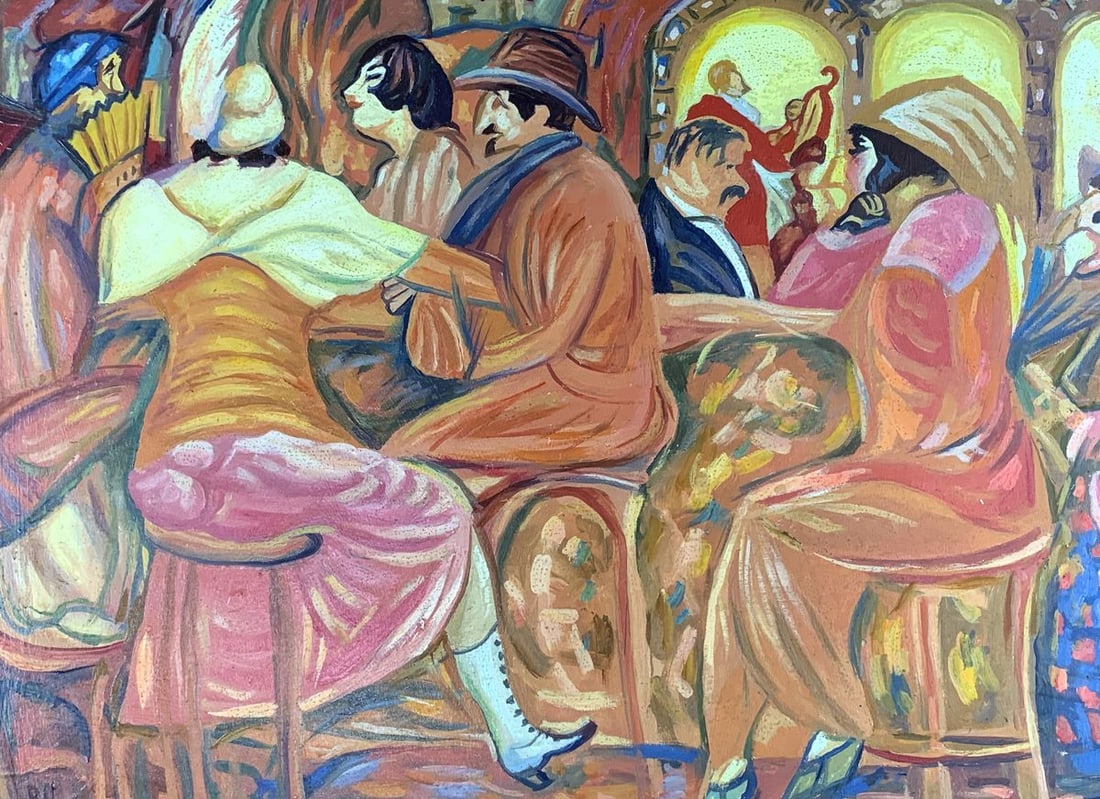 Oil painting French cafe (based on Boris Grigoriev) Victor Konotopsky - 2