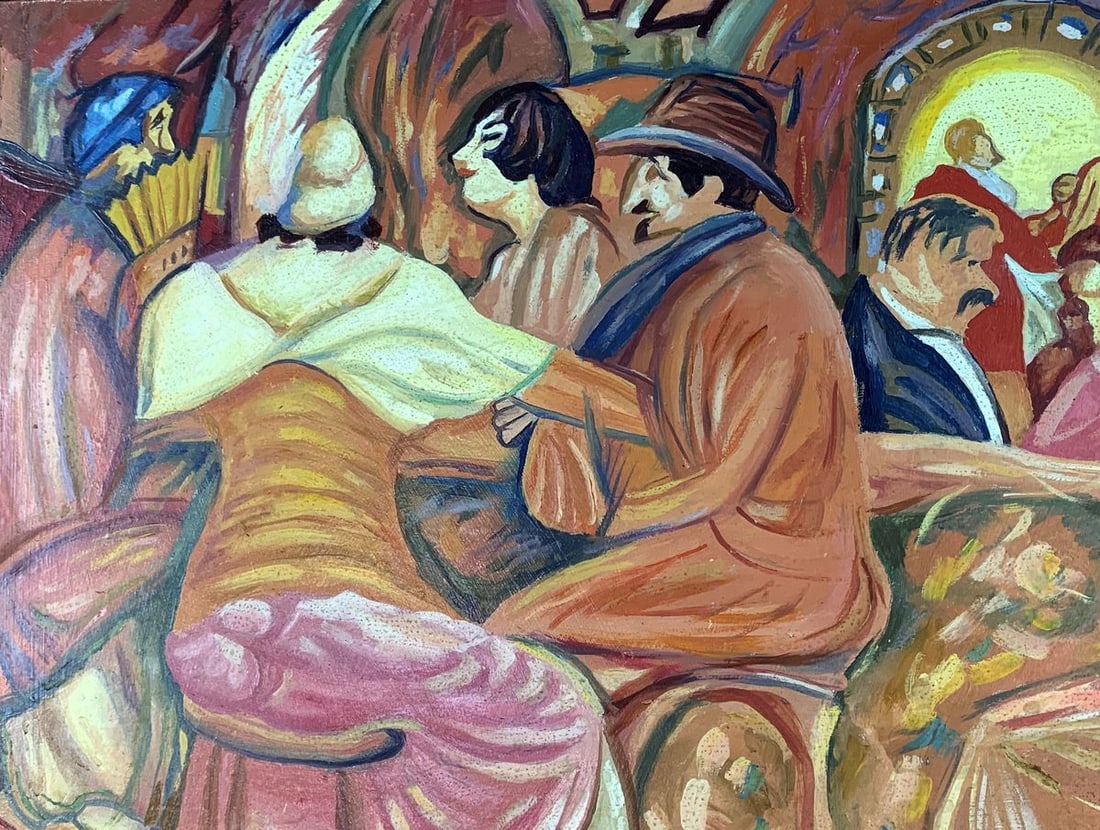 Oil painting French cafe (based on Boris Grigoriev) Victor Konotopsky - 3