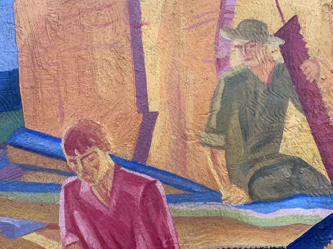 Abstract oil painting At a construction site (based on Alexandr Bogomazov) V. Konotopsky - 5