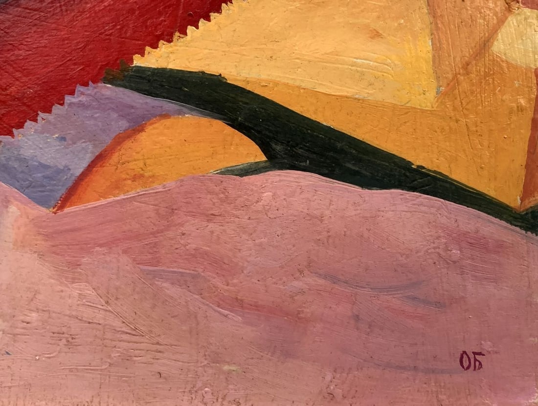 Abstract oil painting At a construction site (based on Alexandr Bogomazov) V. Konotopsky - 6