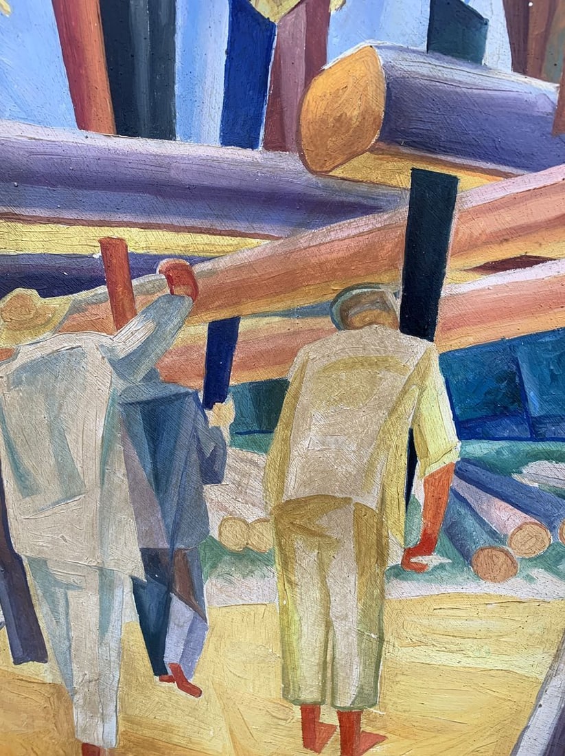 Abstract oil painting At a construction site (based on Alexandr Bogomazov) V. Konotopsky - 6