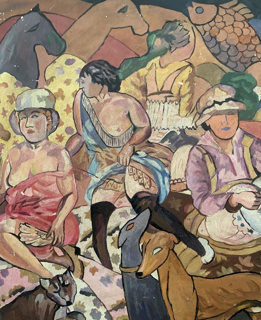 Abstract oil painting Picnic (based on Mikhail Larionov) V. Konotopsky - 2