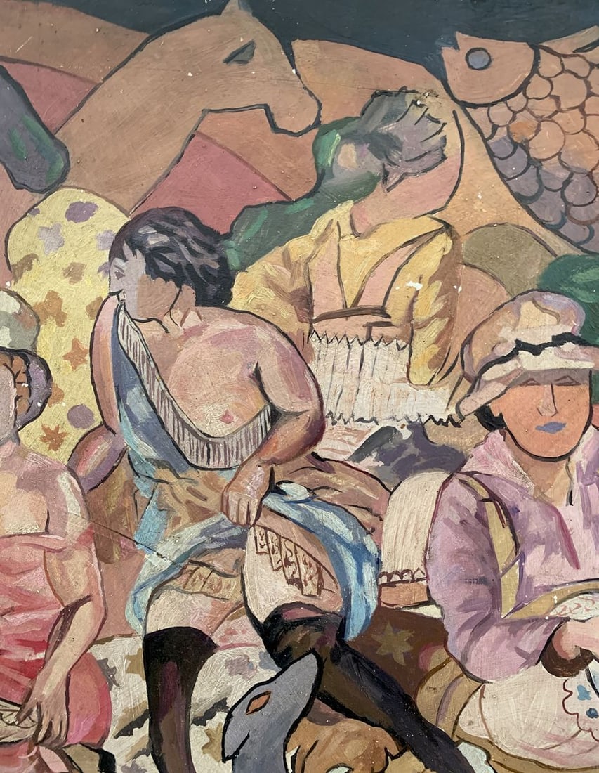 Abstract oil painting Picnic (based on Mikhail Larionov) V. Konotopsky - 7