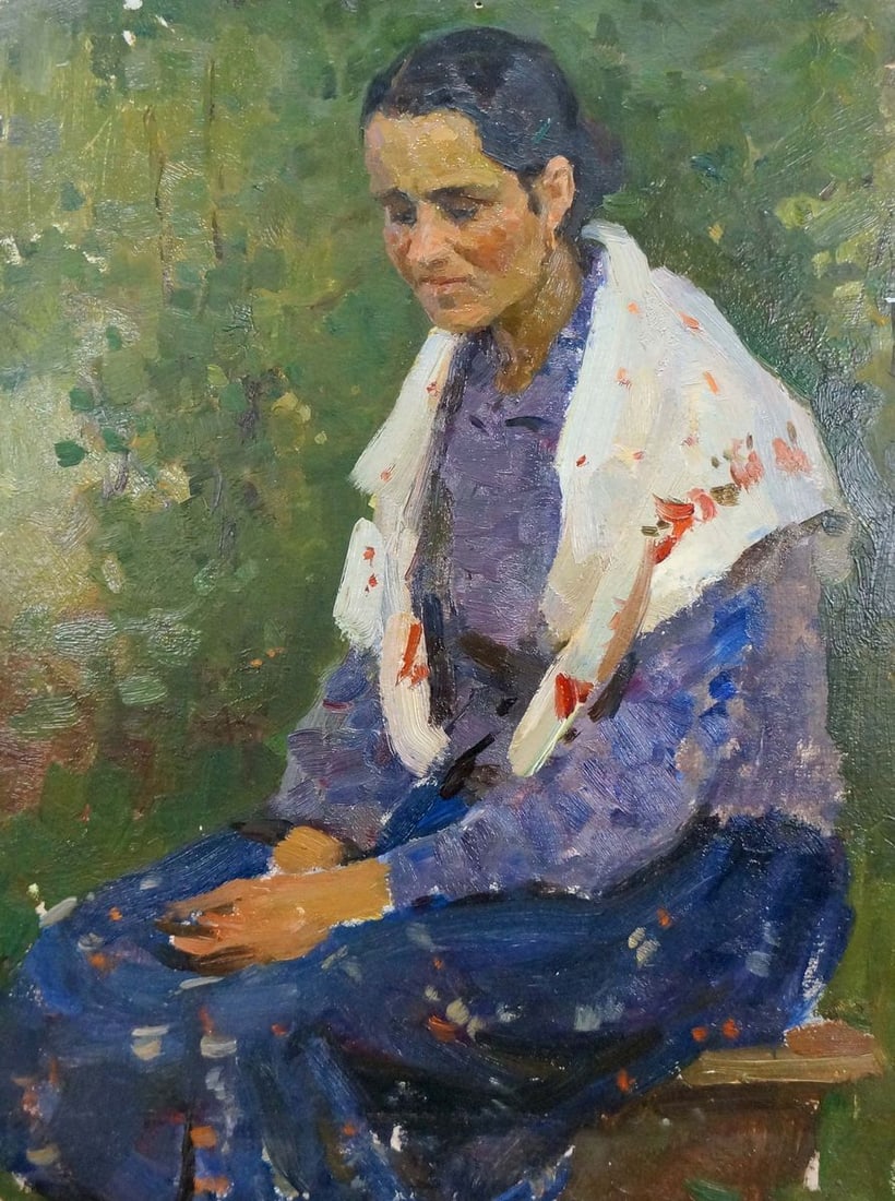 Oil painting Portrait of a girl Fokin Leonid Andreevich: Verns 361 *** ABOUT THIS PAINTING *** * TITLE: "Portrait of a girl" * ARTISTS: Fokin Leonid Andreevich * SIZE: 38x28.5 cm/14.96x11.22 inches' * MEDIUM: oil, cardboard * HAND PAINTED: Original