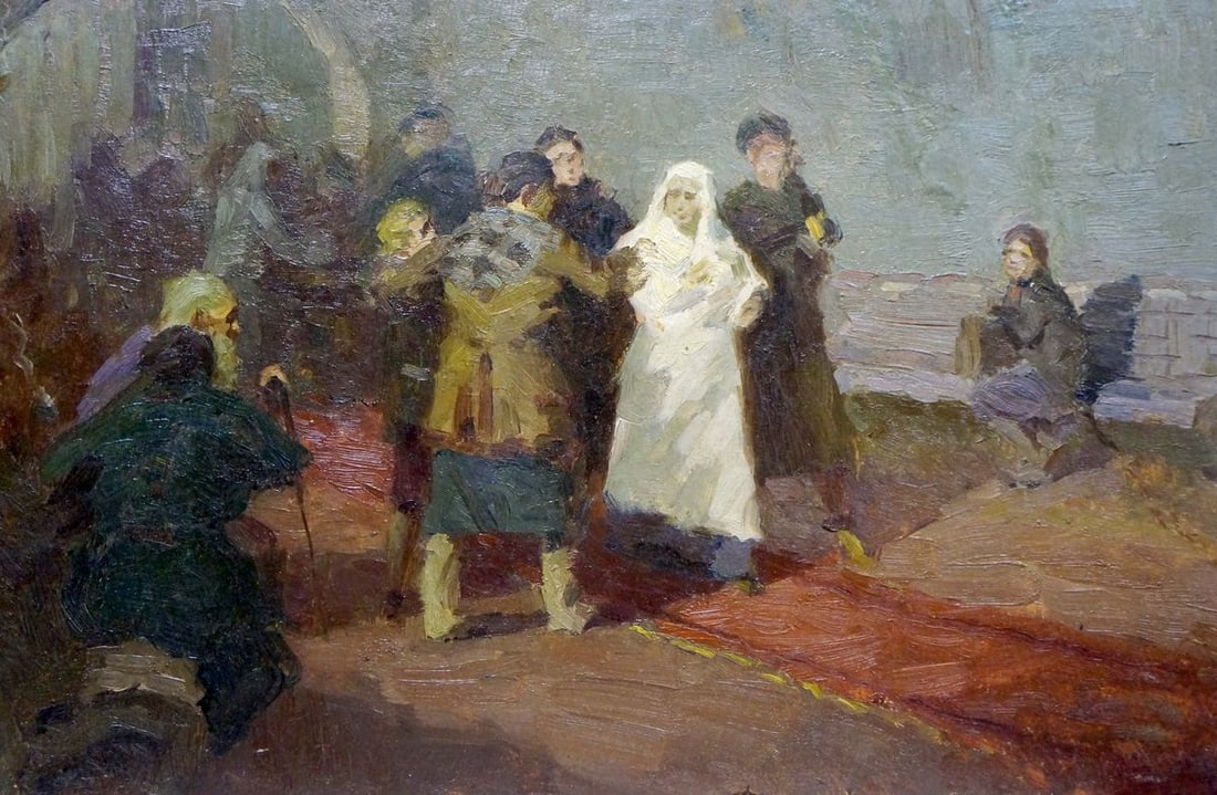 Oil painting Portrait of people Semenov A. N.: Verns 536 *** ABOUT THIS PAINTING *** * TITLE: "Portrait of people" * ARTISTS: Semenov A. N. * SIZE: 20x30 cm/7.87x11.81 inches' * MEDIUM: oil, cardboard * HAND PAINTED: Original painting from our col