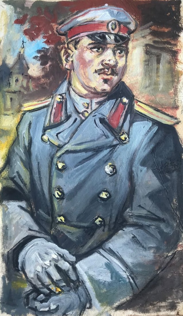 Oil painting Portrait of a soldier Alexander Arkadievich Litvinov: AAA2368 This is an oil painting on canvas depicting a nineteenth century Russian soldier. The soldier is depicted in dress uniform, and the picture captures him as if alive. The artist did a great job