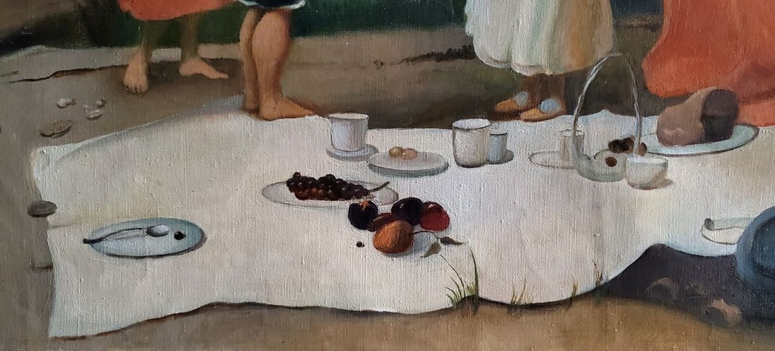 Oil painting Picnic by the river in nature Daniil Litvinov - 6