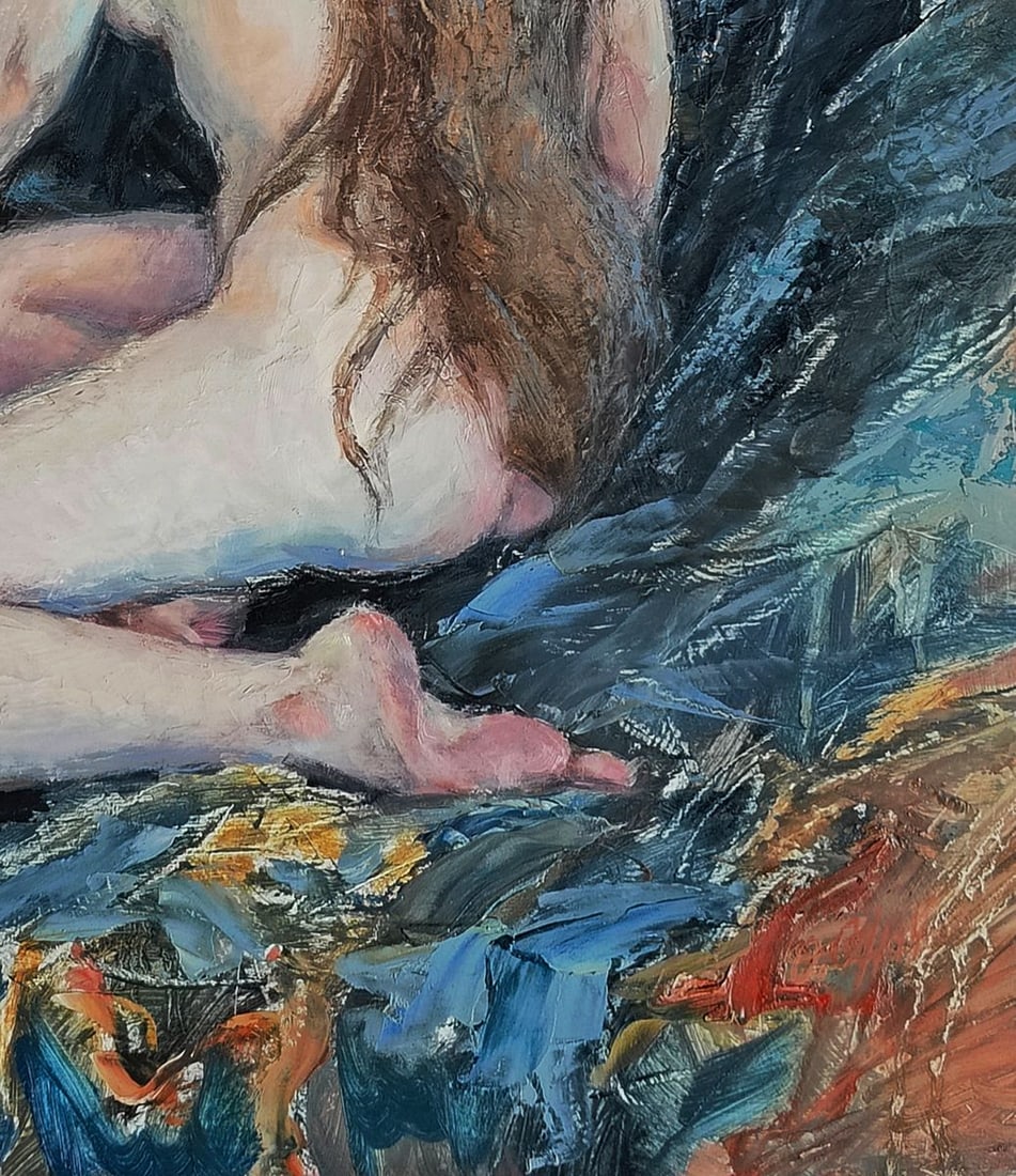 Oil painting Portrait of a girl on a towel Oksana Osnach - 2
