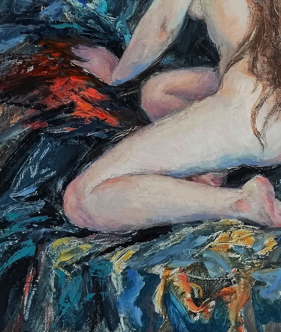 Oil painting Portrait of a girl on a towel Oksana Osnach - 3