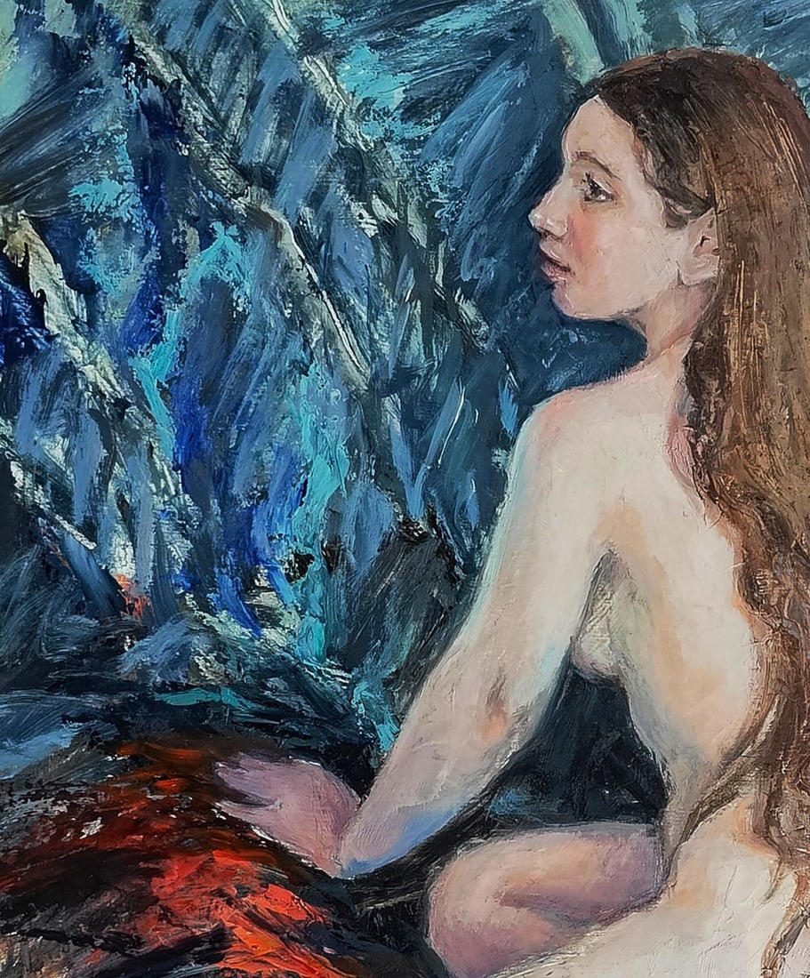 Oil painting Portrait of a girl on a towel Oksana Osnach - 4
