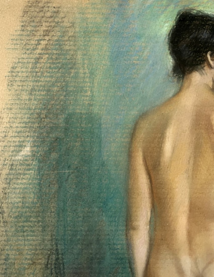Pastel painting Naked girl with flowers V. Mishurovsky - 2