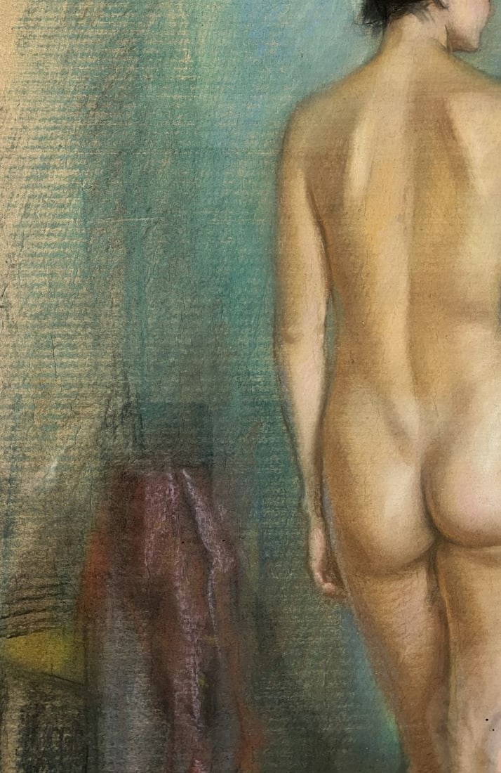 Pastel painting Naked girl with flowers V. Mishurovsky - 4