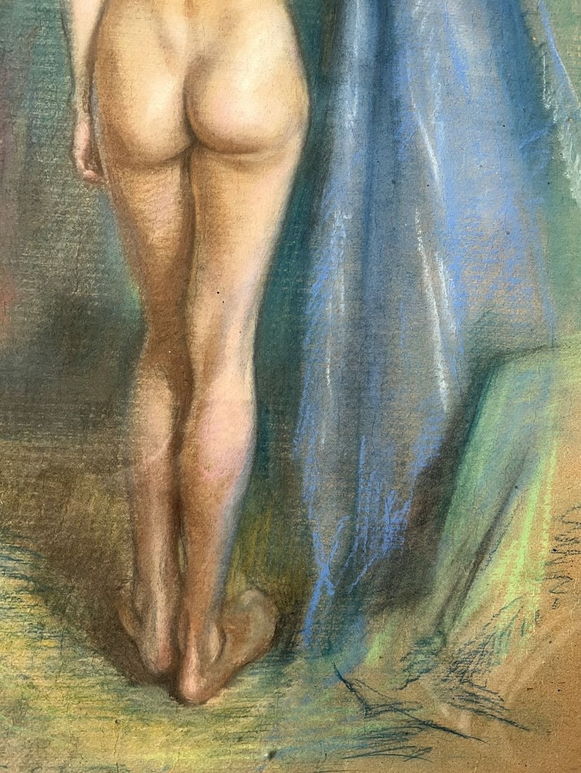 Pastel painting Naked girl with flowers V. Mishurovsky - 7