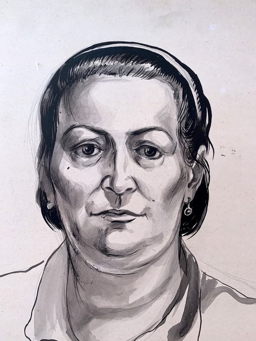 Watercolor, pencil painting Portrait of a woman Alexander Arkadievich Litvinov - 2