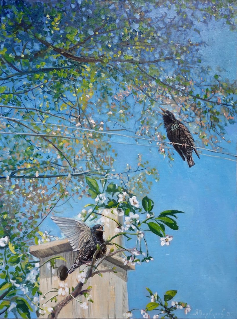 Oil painting Starling Varvarov Anatoly Viktorovich: Varv 69 *** ABOUT THIS PAINTING *** * TITLE: "Starling" * ARTISTS: Varvarov Anatoly Viktorovich * SIZE: 80x60 cm/31.49x23.62 inches' * MEDIUM: oil, canvas * HAND PAINTED: Original painting from our co
