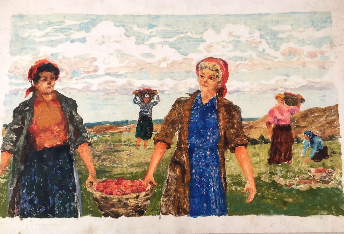 Watercolor painting Harvesting Cherkas A.G. - 2
