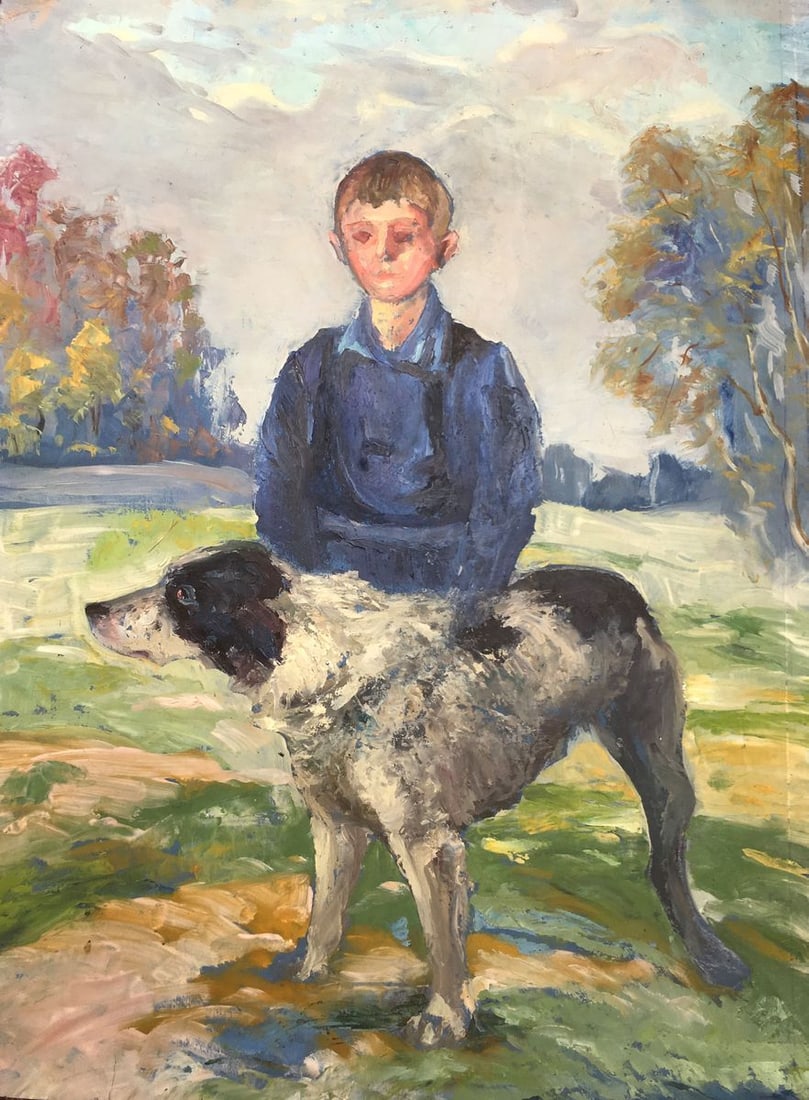 Oil painting Boy with dog Cherkas A.G. - 2