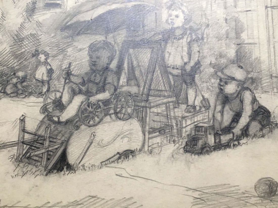 Pencil painting Children resting Dmitry Lednev - 7