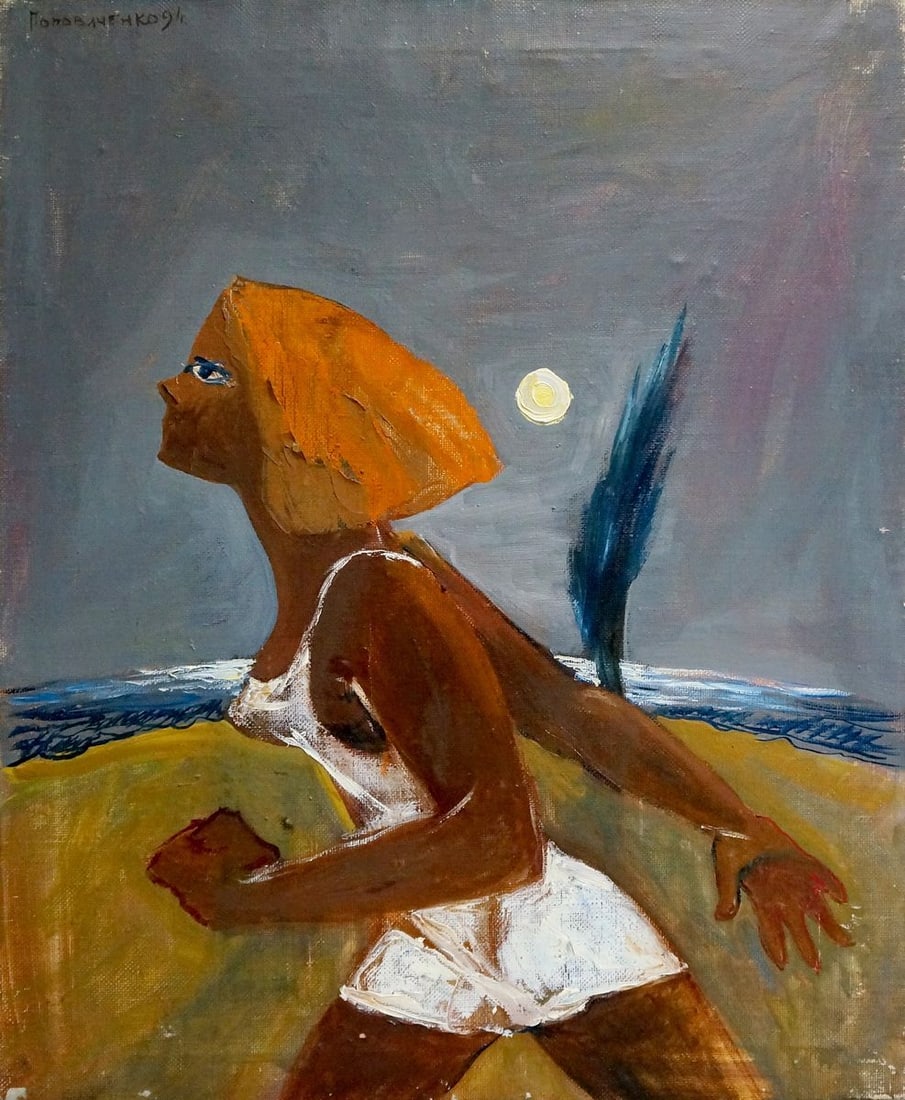 Oil painting Jogging Popovichenko Tatyana Gennadievna: Vern 625 *** ABOUT THIS PAINTING *** * TITLE: "Jogging" * ARTISTS: Popovichenko Tatyana Gennadievna * SIZE: 50x60 cm/19.68x23.62 inches' * MEDIUM: oil, canvas * HAND PAINTED: Original painting from ou