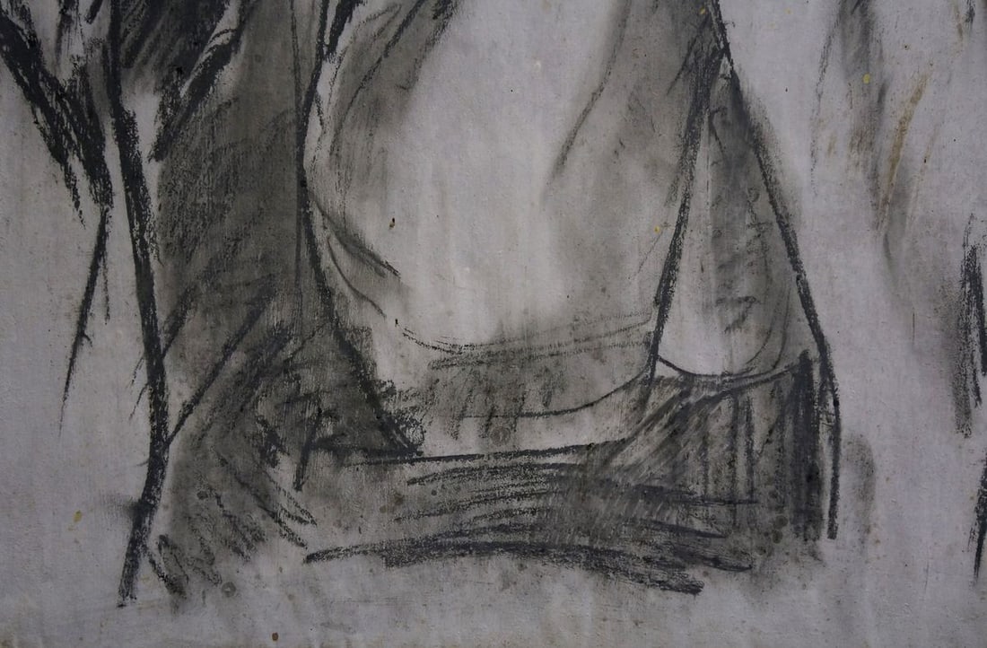 Pencil painting Naked portrait of a girl - 2