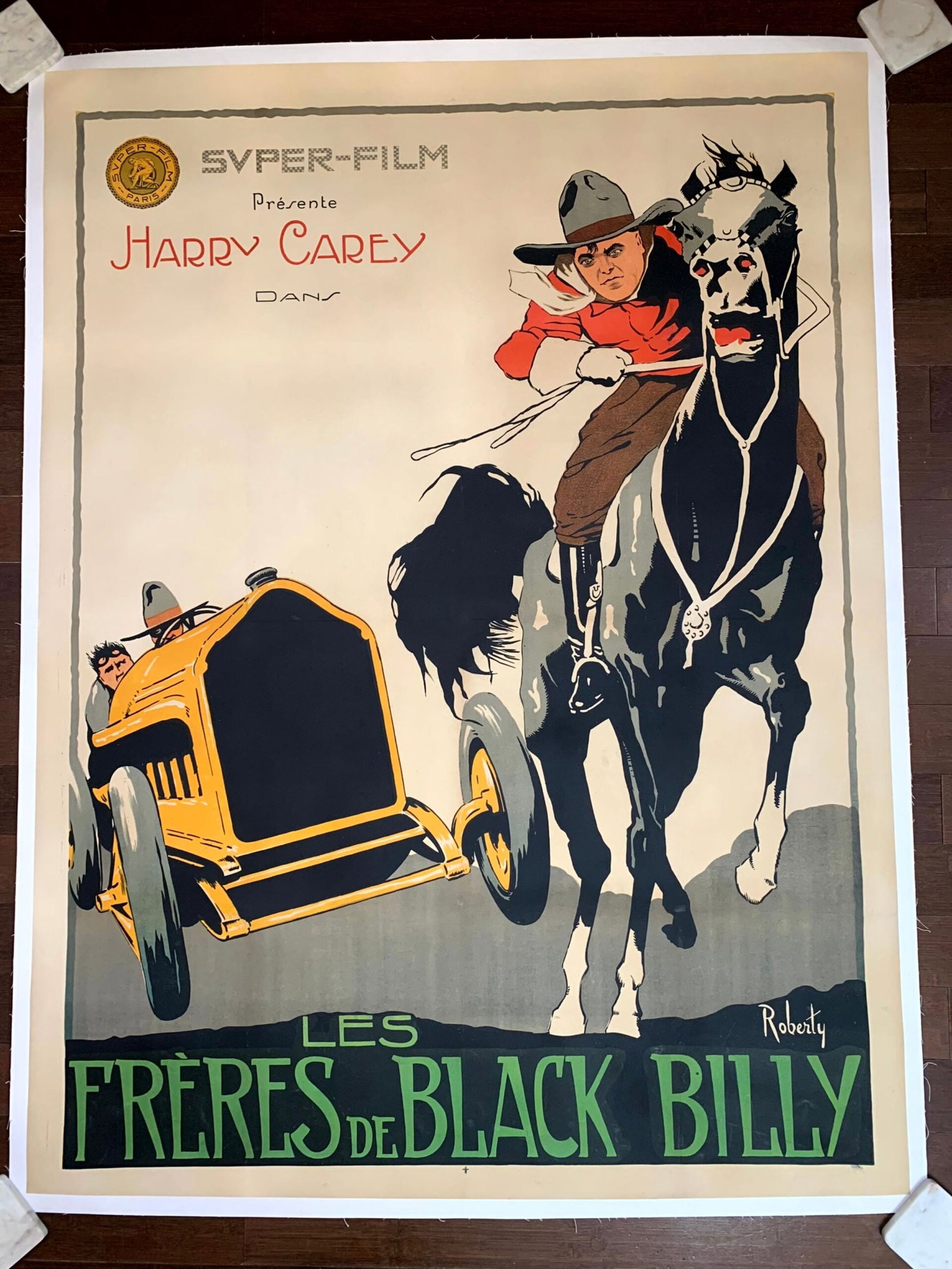Le Freres de Black Billy - Art by Roberty - Rare (1918) 47"X62.75" French Movie Poster LB - 2