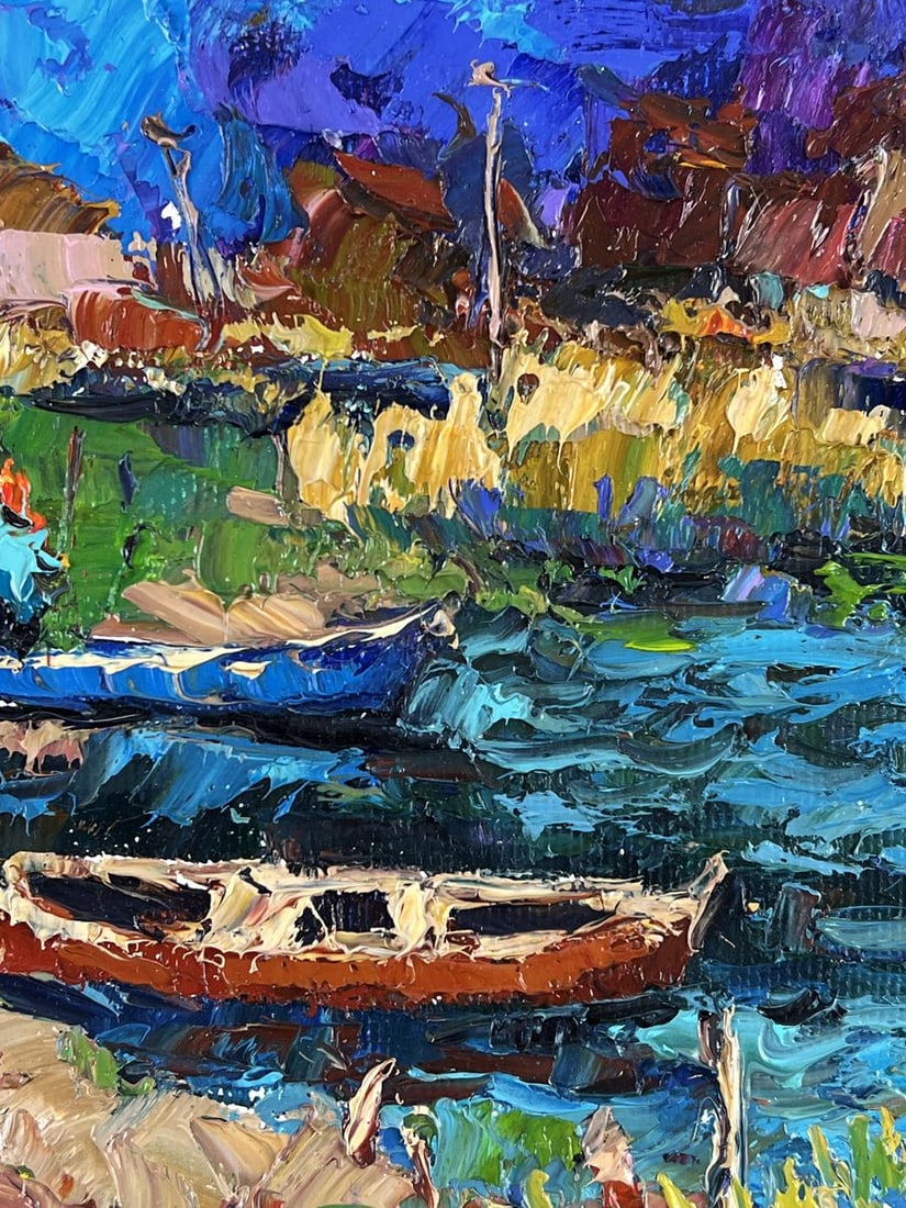 Oil painting Boats on the Shore in the Evening Oksana Ivanyuk - 7