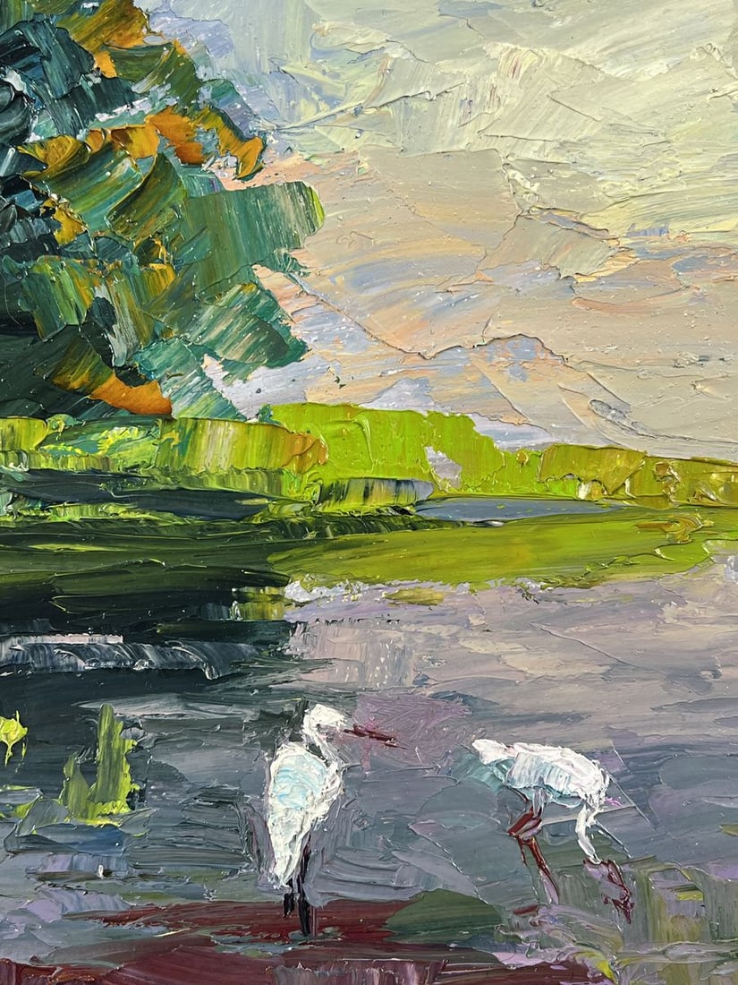 Oil painting Storks by the Pond Boris Serdyuk - 7