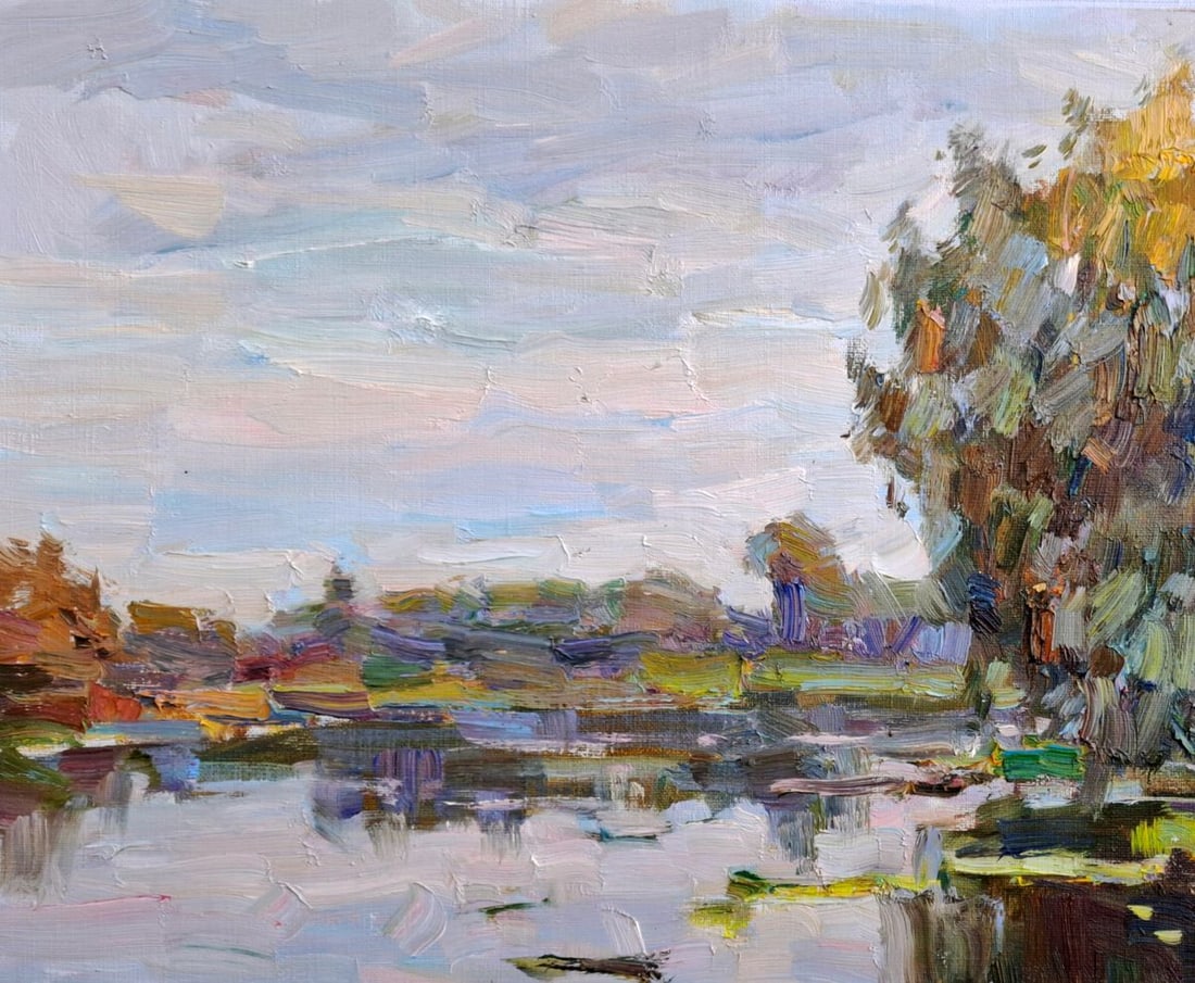 Oil painting By the Pond In Nature Vyacheslav Pereta - 2