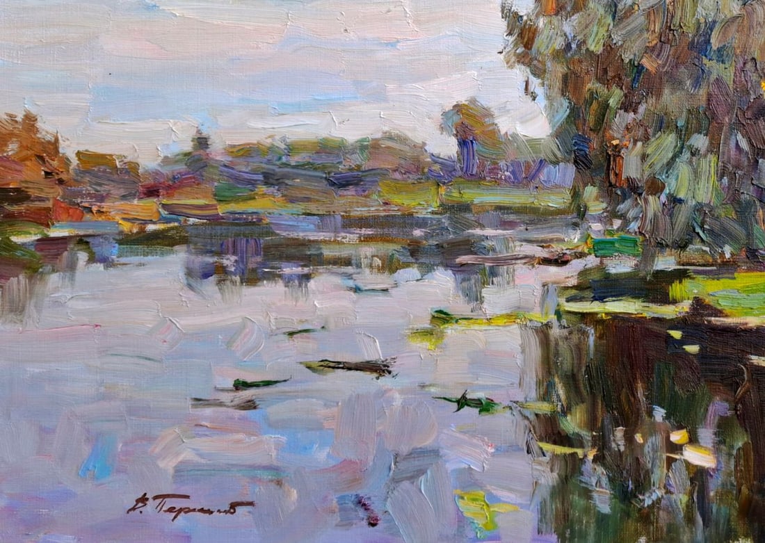 Oil painting By the Pond In Nature Vyacheslav Pereta - 4