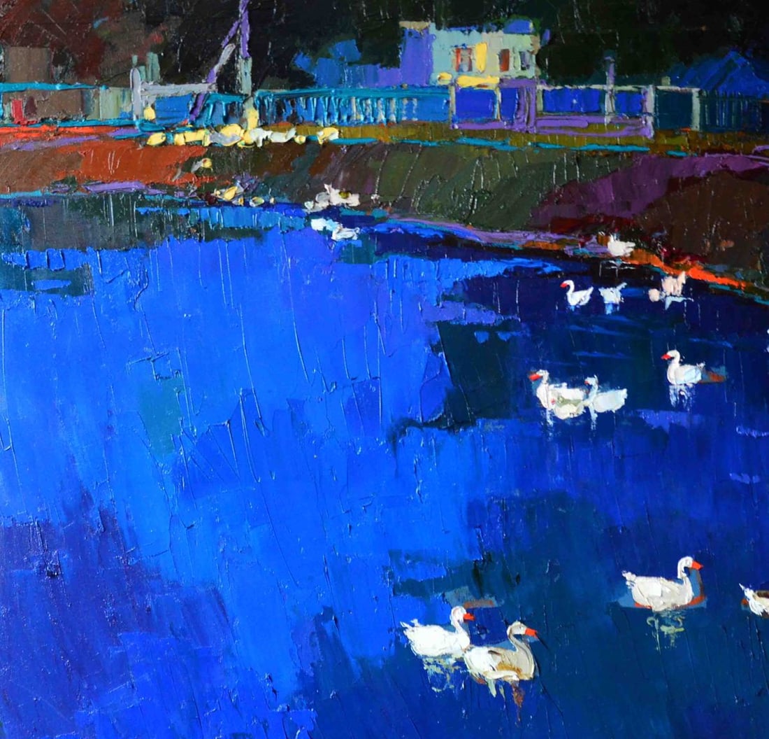 Oil painting Goslings in the lake Natalia Korf-Ivaniuk - 2