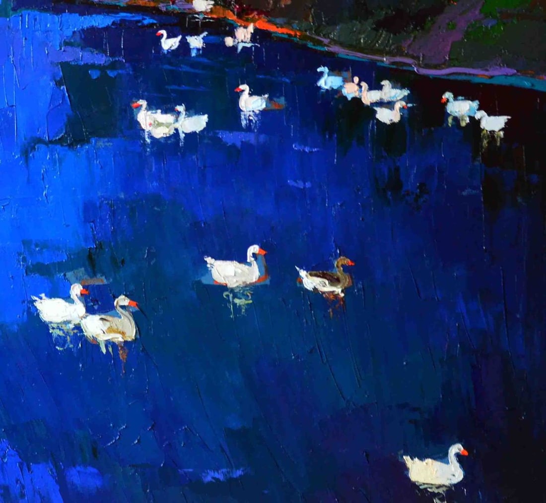 Oil painting Goslings in the lake Natalia Korf-Ivaniuk - 7