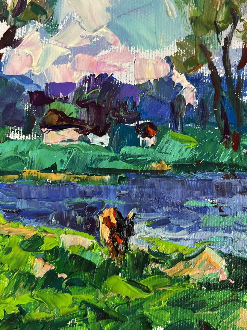Oil painting Green meadows and a lake Oleksiy Ivanyuk - 7