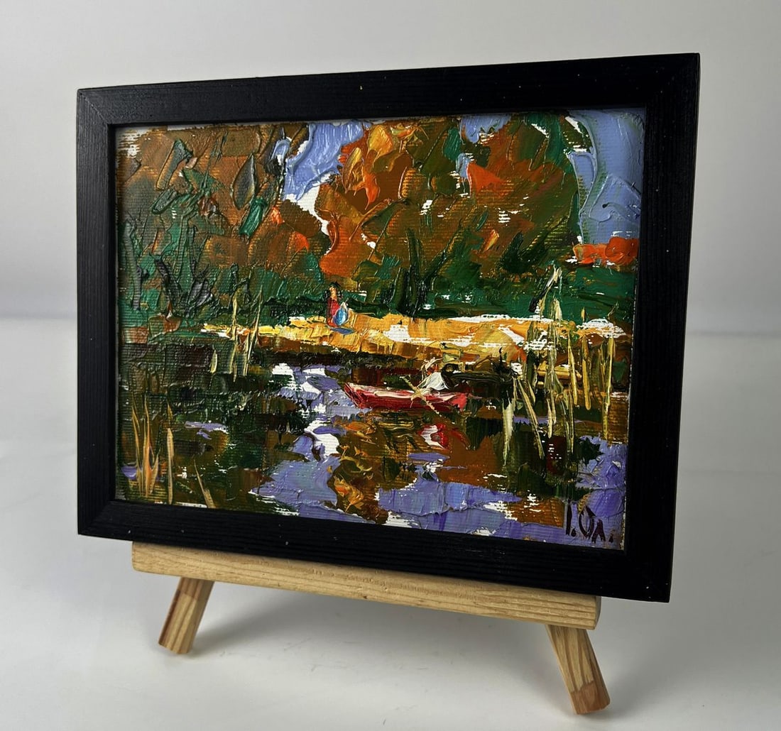 Oil painting On the autumn lake Oleksiy Ivanyuk - 2