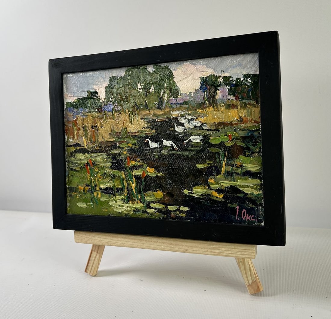 Oil painting Geese in the lake Oksana Ivanyuk - 2