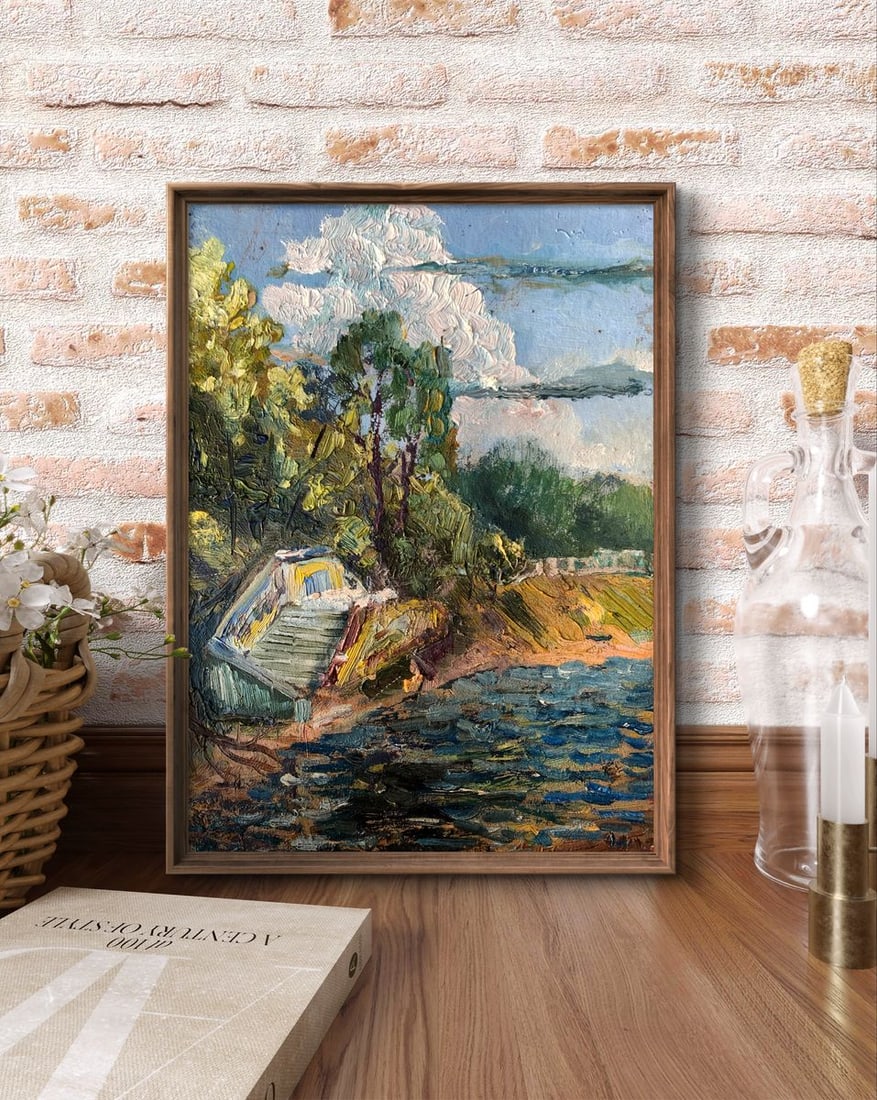 Oil painting City park with a lake Leonid Maistrenko - 3