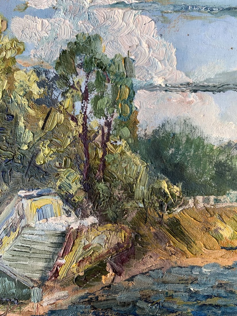 Oil painting City park with a lake Leonid Maistrenko - 7
