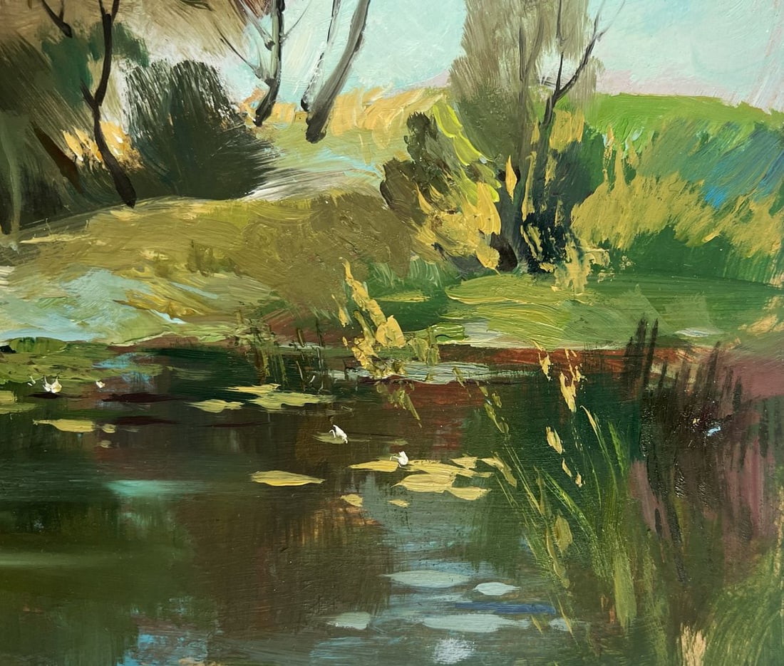 Oil painting There is a lake behind the village Yuriy Suprunchuk - 4
