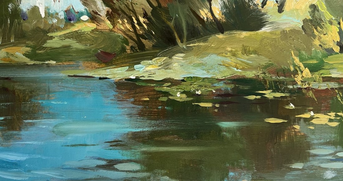 Oil painting There is a lake behind the village Yuriy Suprunchuk - 5