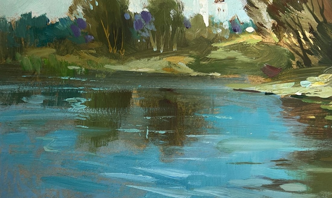 Oil painting There is a lake behind the village Yuriy Suprunchuk - 6