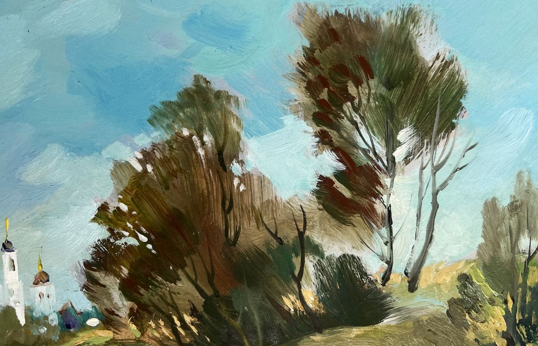 Oil painting There is a lake behind the village Yuriy Suprunchuk - 8