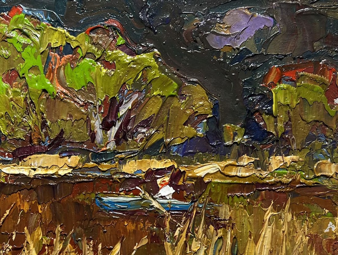 Oil painting Going fishing after the rain Oksana Kalenyuk - 7