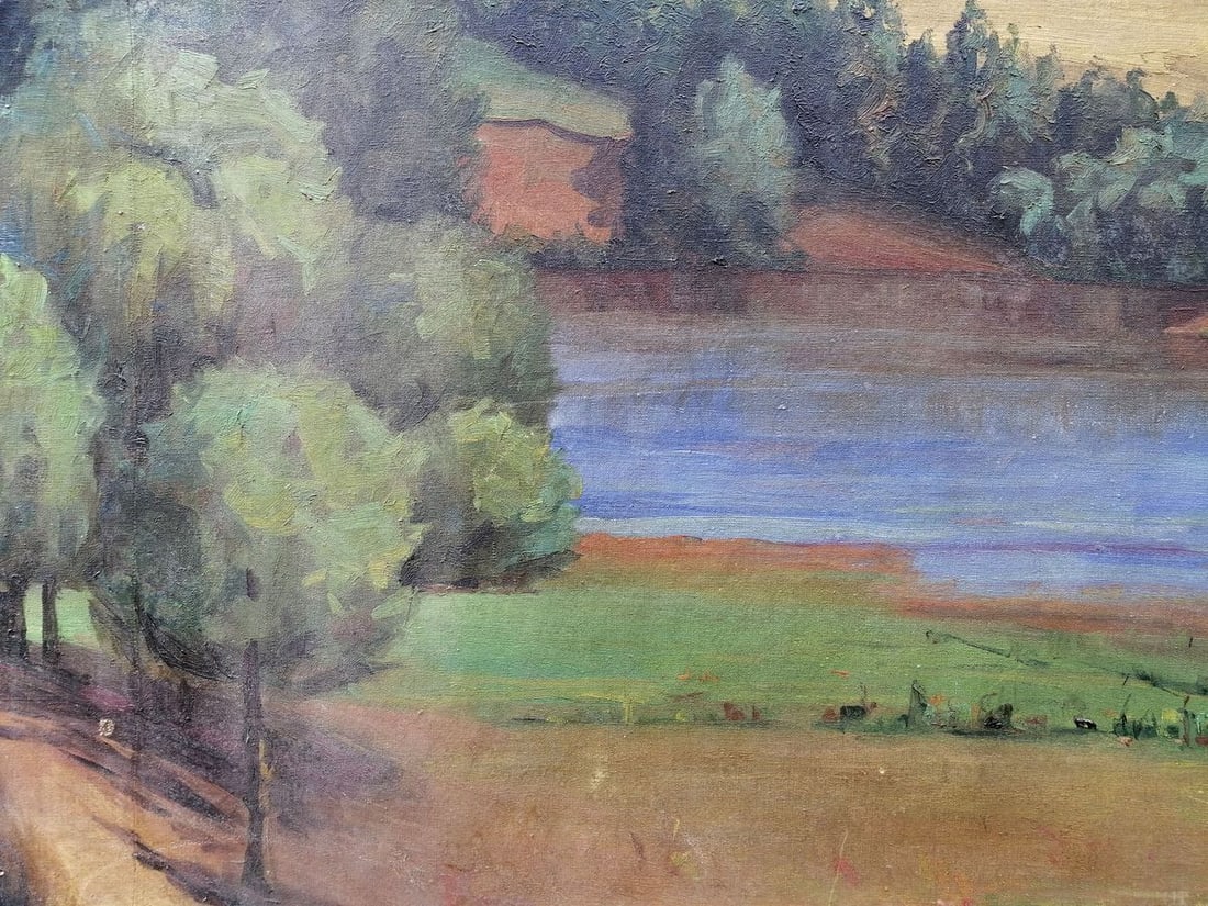 Oil painting Forest Lake Unknown artist - 5