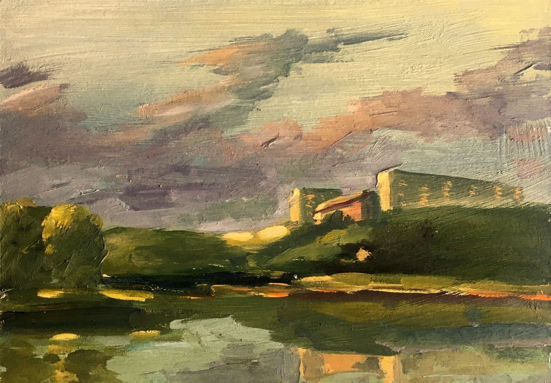 Oil painting City view Svetlana Gramm: NoAAA2631 In this oil painting, the viewer is presented with a beautiful scene that captures the essence of a summer day in a city. The painting is rich with vibrant colors and detailed brushstrokes t