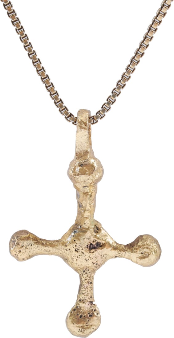 FINE MEDIEVAL CHRISTIAN CROSS NECKLACE, C.1100-1300 AD JEWELRY - 2