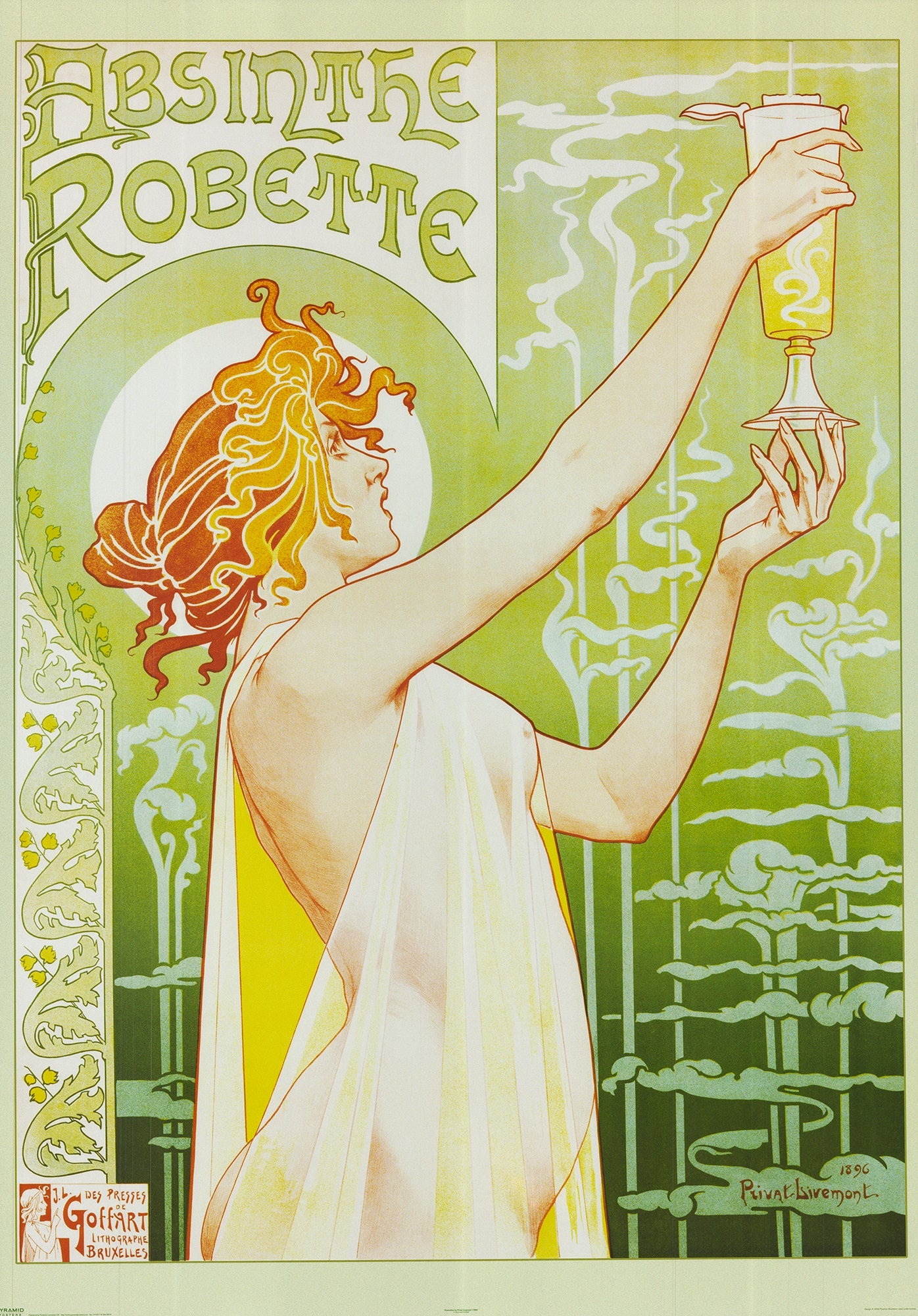 Prival Livemont - Absinthe Robette - 2002 Offset Lithograph 55.25" x 38.75": Title: Prival Livemont - Absinthe Robette - 2002 Offset Lithograph 55.25" x 38.75" Description: "Absinthe Robette" by Prival Livemont, 2002 Unsigned Offset Lithograph. Paper size is 55.25 x 38.75 inch