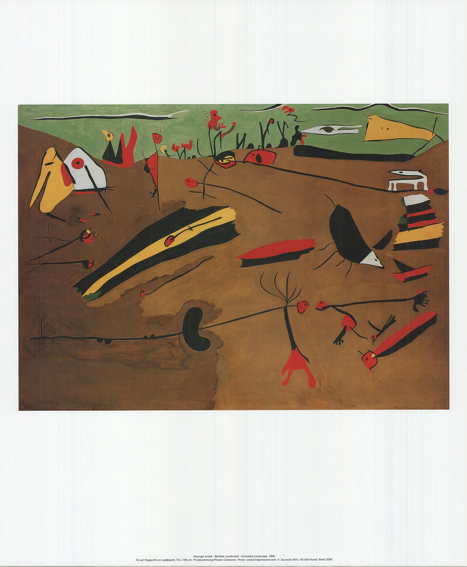 Joan Miro - Animated Landscape - 2010 Offset Lithograph 22.75" x 19": Title: Joan Miro - Animated Landscape - 2010 Offset Lithograph 22.75" x 19" Description: "Animated Landscape" by Joan Miro, 2010 Unsigned Offset Lithograph. Paper size is 22.75 x 19 inches, with an im