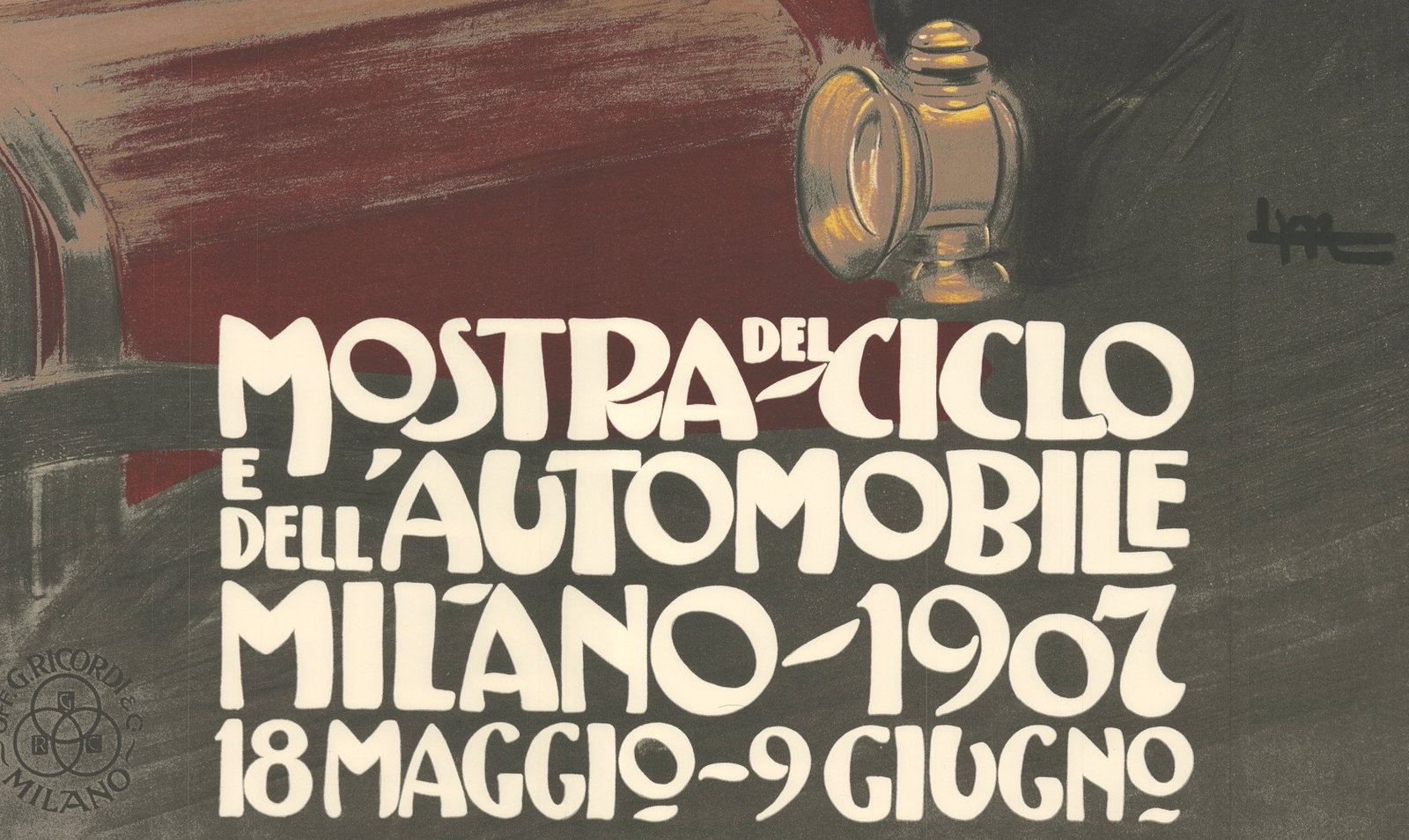 Leopoldo Metlicovitz - Bicycle and Automobile Exhibition - Offset Lithograph 50" x 38.25" - 4