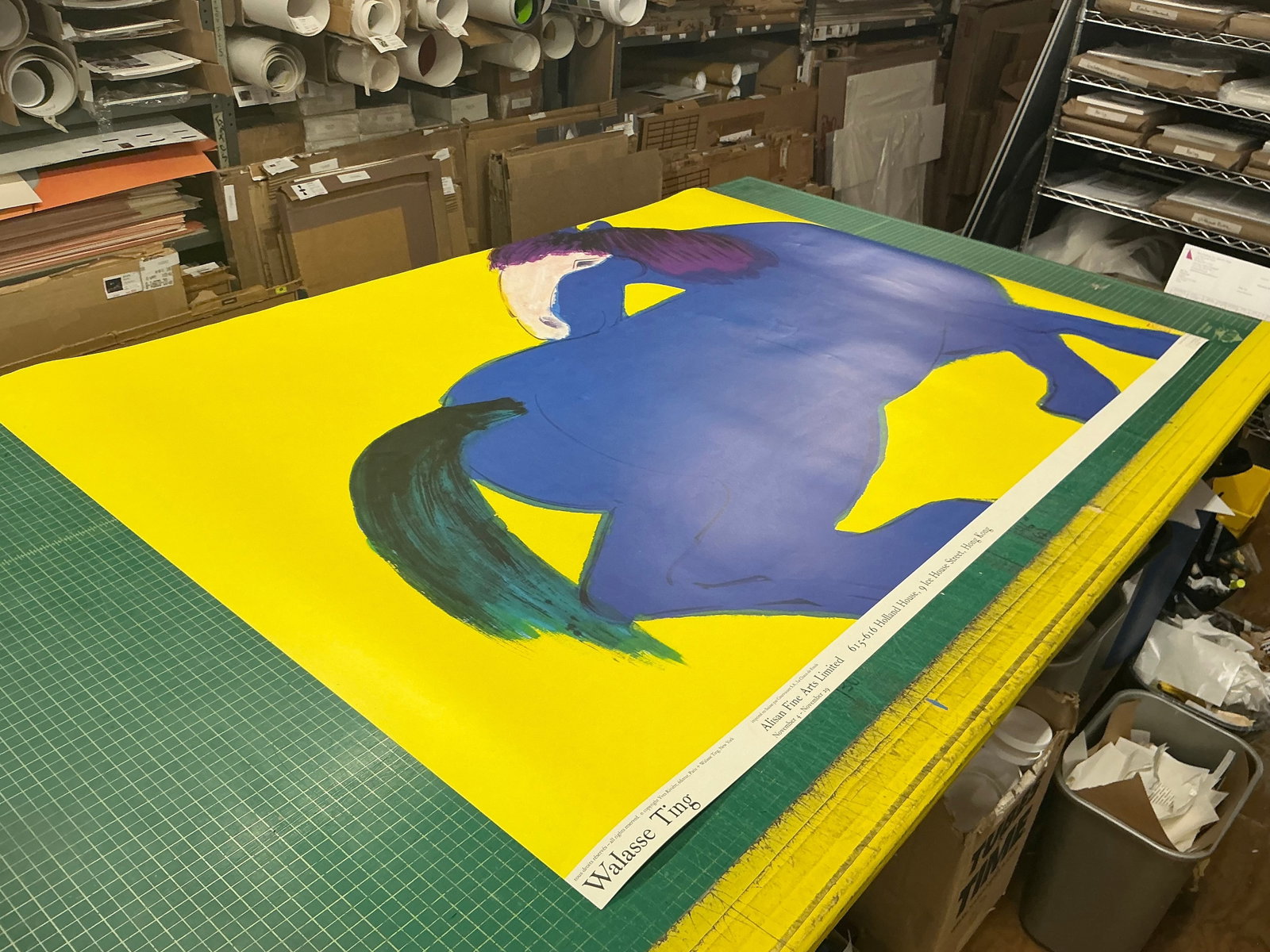 Walasse Ting - Blue Horse - 1990 Offset Lithograph 45.75" x 61.75" - 3