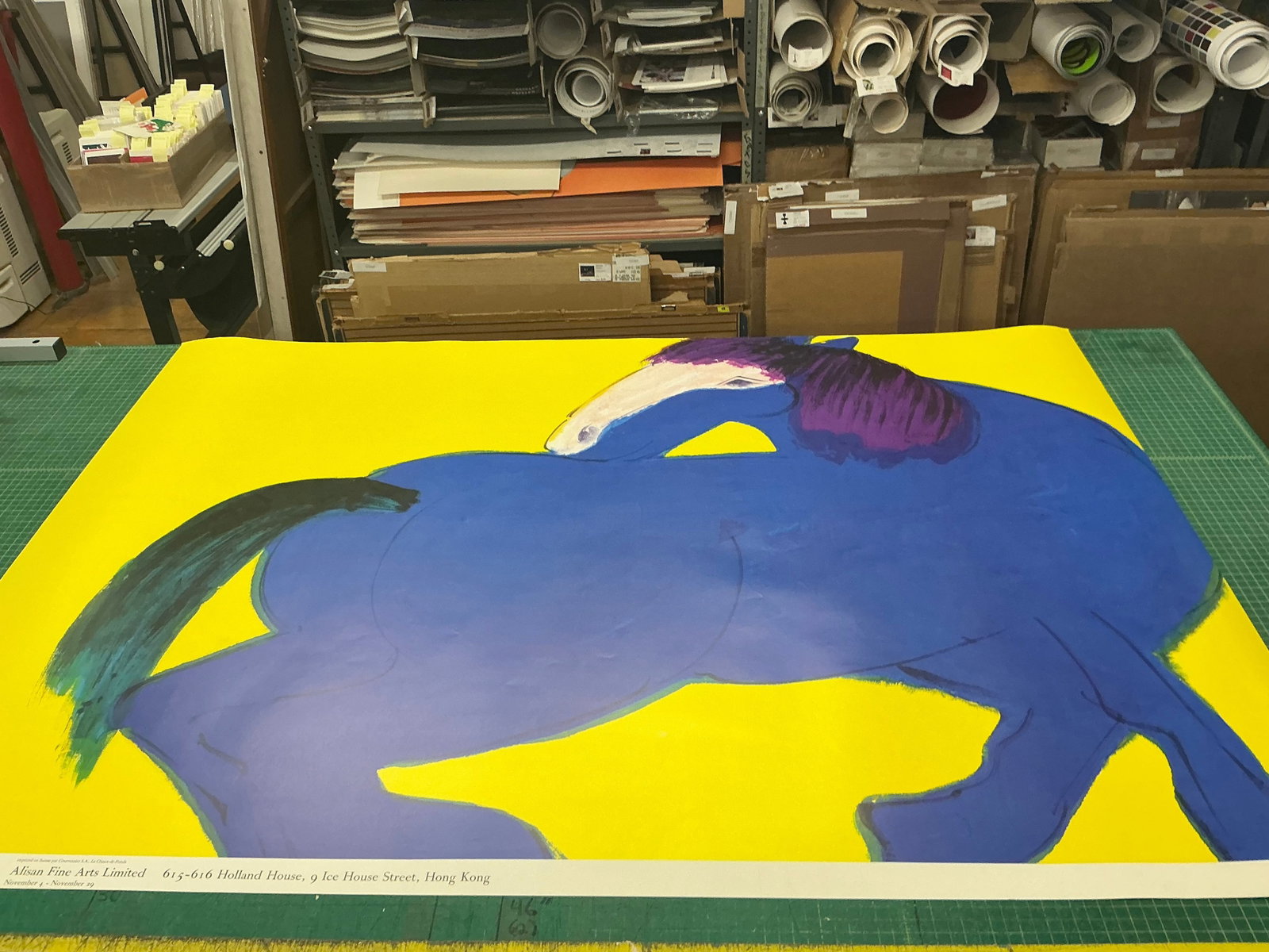 Walasse Ting - Blue Horse - 1990 Offset Lithograph 45.75" x 61.75" - 4